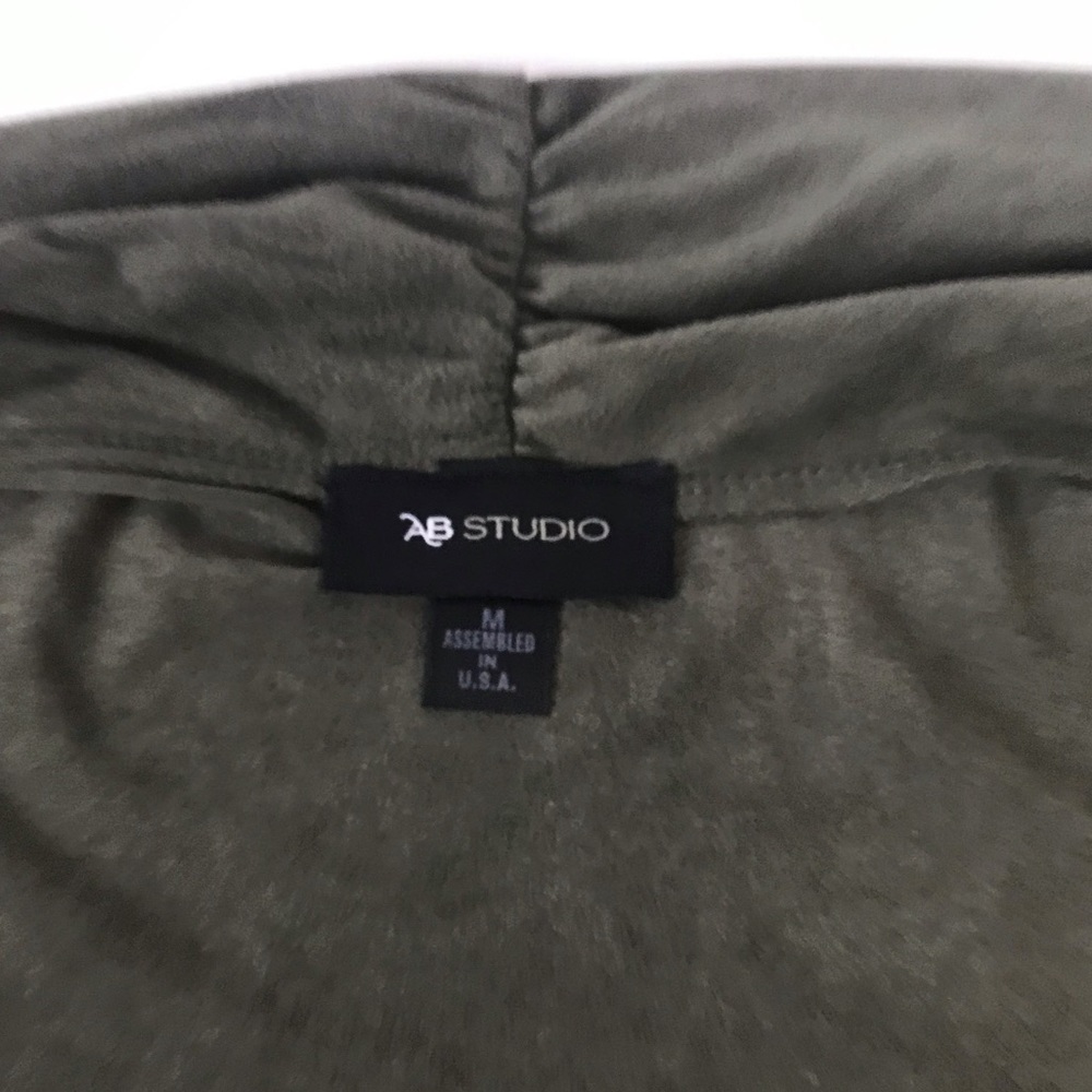 AB Studio Faux Suede Open Front Olive Vest - Picture 6 of 9
